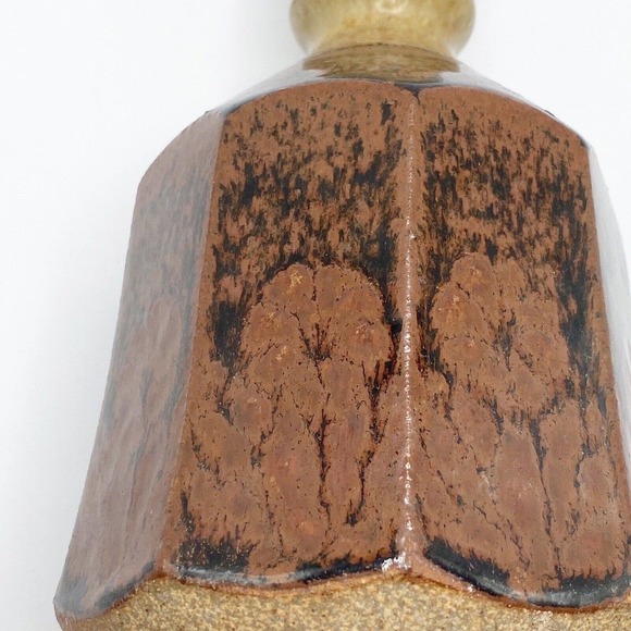 Studio Pottery Blue Spruce Bend Oregon Brown Black Vase Candle Holder Artisan 7" - Picture 6 of 11